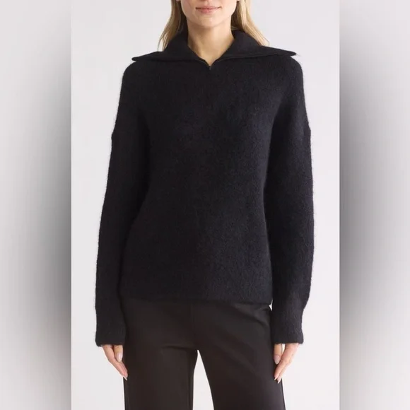 Vince Women's Alpaca Blend Quarter Zip Pullover - Picture 2 of 9